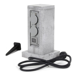 Colonna multipresa effetto granito, con 4 prese e 2 interruttori on/off, per esterno IP44