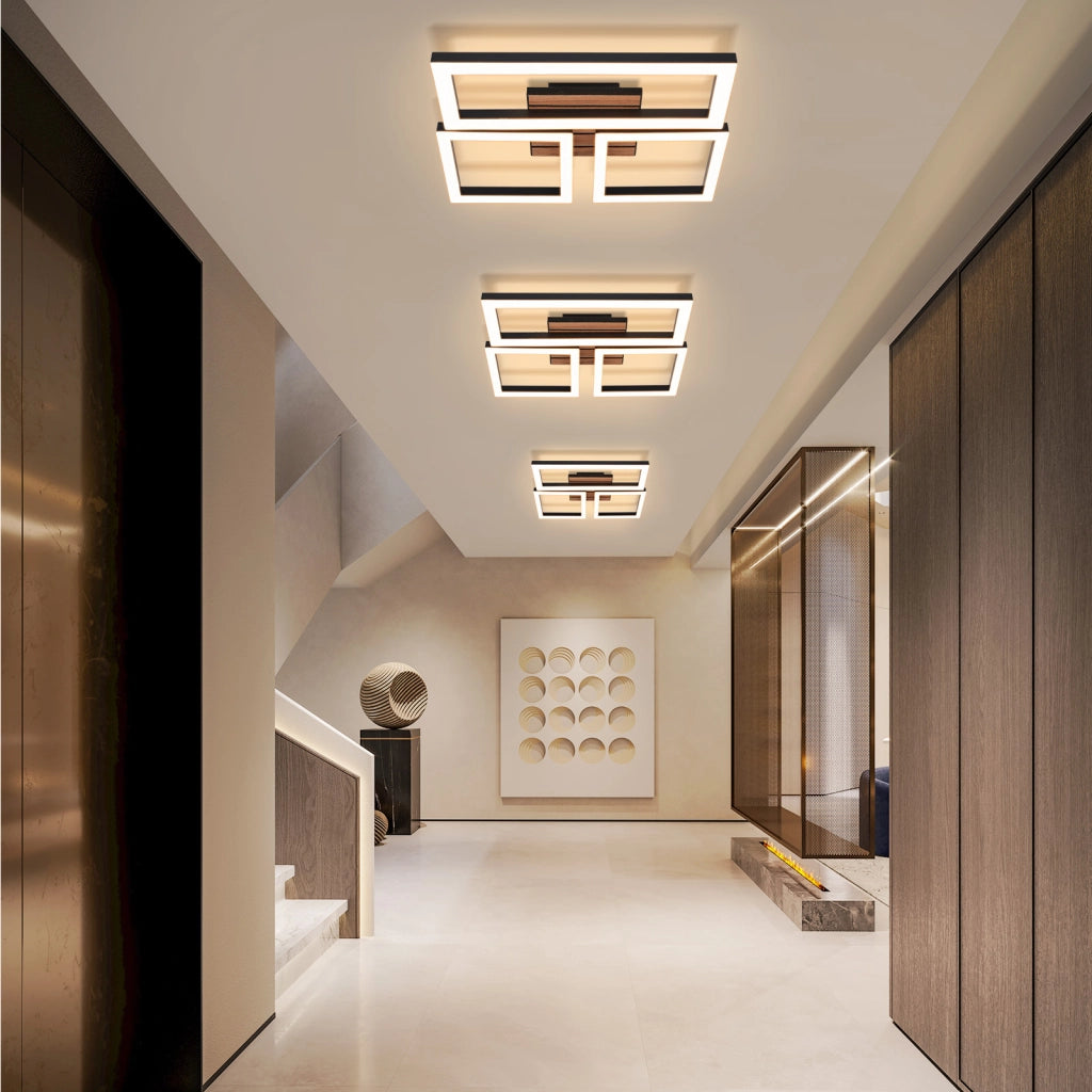 ZMH Plafoniera LED nera 21W design moderno luce bianca calda 3000K ideale per corridoio camera da letto o ufficio