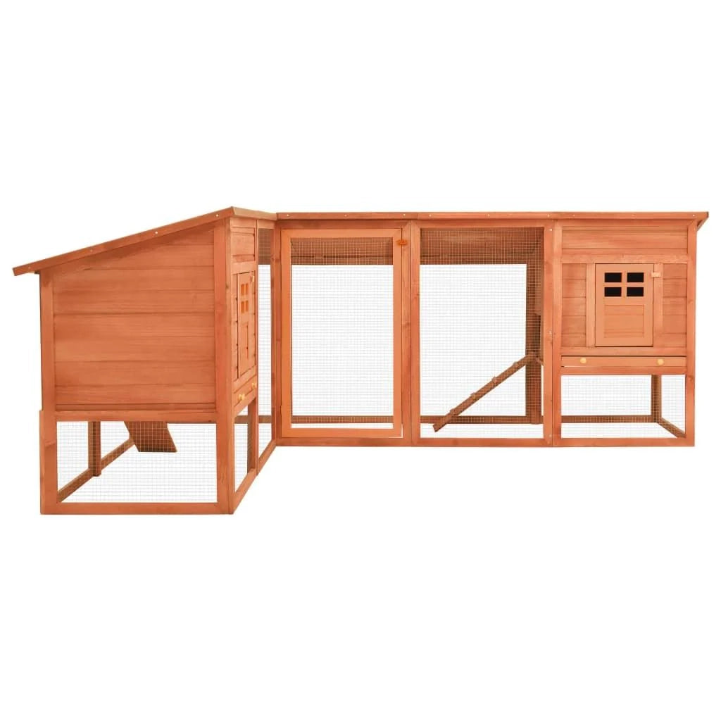Conigliera da esterno con recinto 250 x 192 x 105 cm legno massello di abete marrone 02_0000596