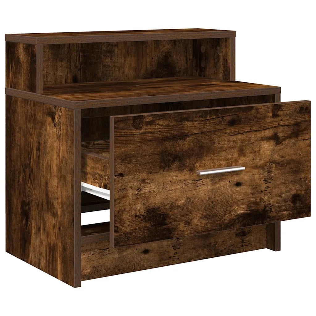 Comodini con Cassetto 2 pz Rovere Fumo 51x31x47 cm 858677
