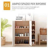 Scarpiera Slim da Parete, Mobile Multiuso con 2 Ante e Ripiani Regolabili per Camera da Letto e Ingresso, in Legno, 80x32x91cm