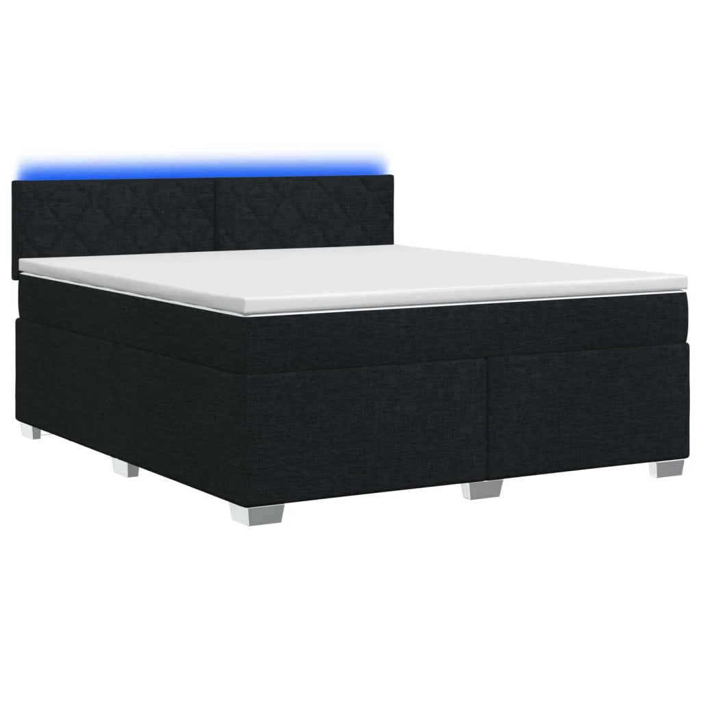 Letto con Box Spring, Materasso e LED Nero 140 x 190 cm Tessuto 3451947
