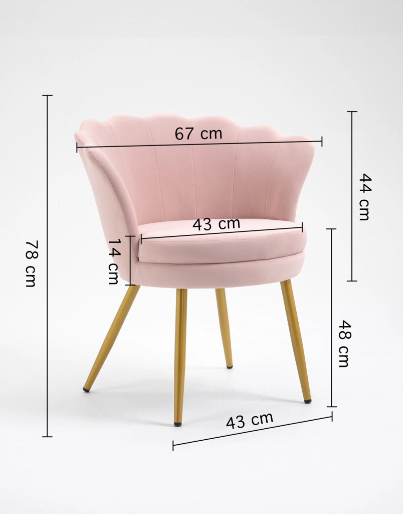 Poltrona Conchiglia Camera da Letto in Velluto Design Moderno Maddina RosaCipria
