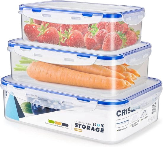 Set di contenitori a chiusura ermetica (2,75 l + 1,8 l + 1,1 l) - BPA libero, lavastoviglie e microonde resistente