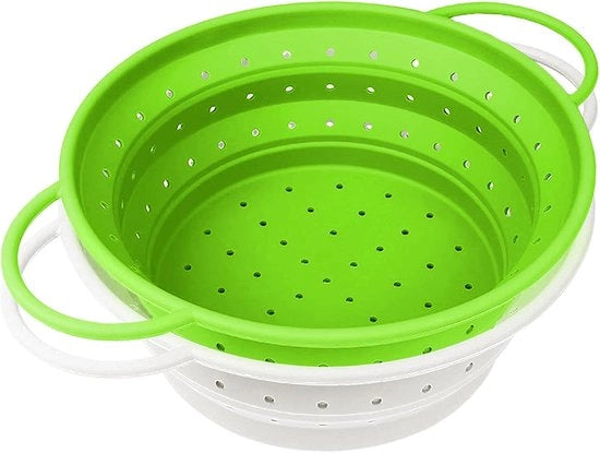 Afdruipmandje in Silicone - Opvougalo per Cucina - Bianco-Verde - Taglia Media