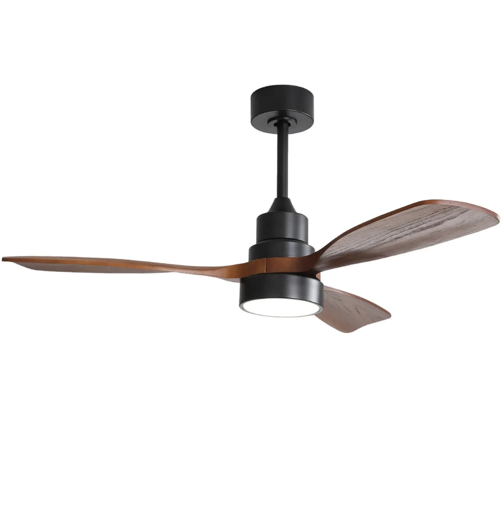 Ventilatore da soffitto LED 122 cm in metallo e legno nero, reversibile silenzioso