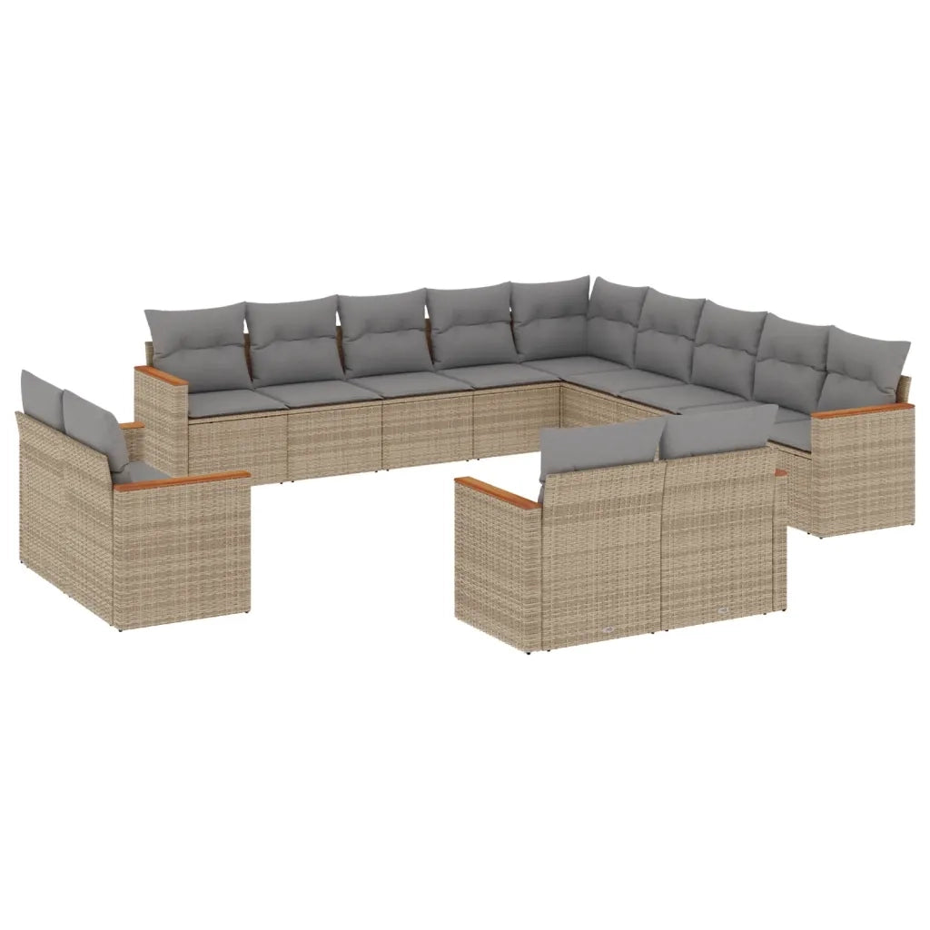 Set Divano da Giardino 13 pz con Cuscini Beige in Polyrattan 3258930