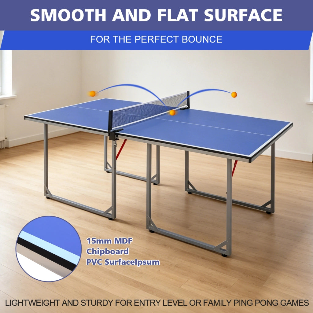 TAVOLO DA PING PONG Pieghevole 182x91x76,2 cm Blu Set con rete, 2 racchette e 3 palline