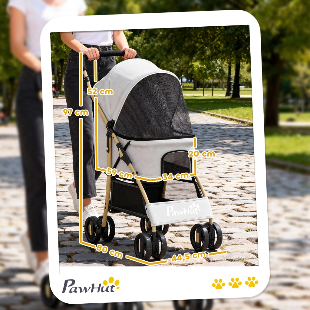 Passeggino per Animali Domestici ¨C Xylo ¨C 2 Porte Finestra a Rete Cestino 80x44,5x97cm Grigio