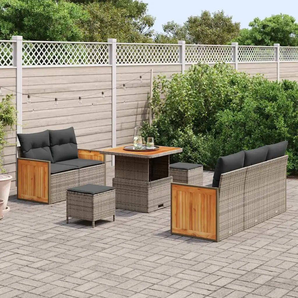 vidaXL Set Divano da Giardino con cuscino 8 pcs Grigio 80 x 80 x 71 cm