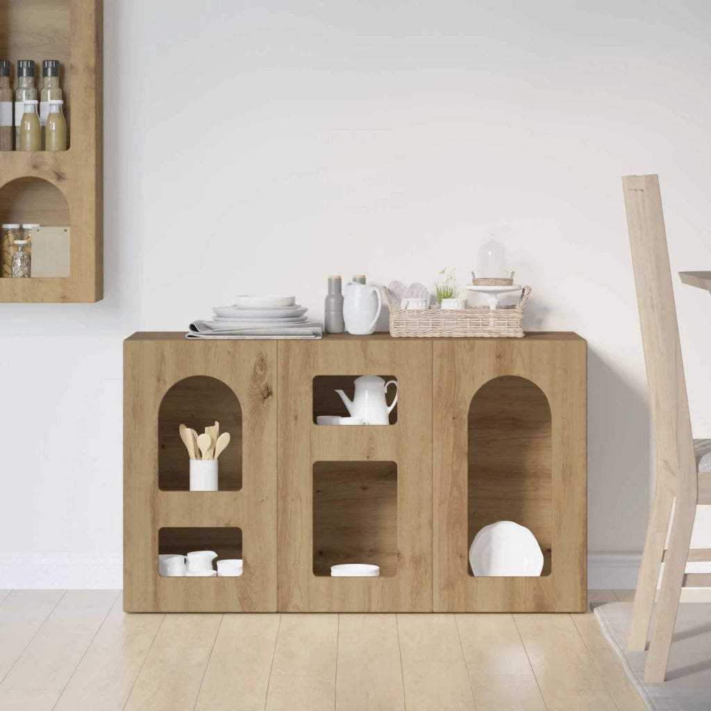 Credenza | Madia | Buffet da pranzo | Armadio da pranzo Rovere artigianale 100 x 35 x 59 cm Legno multistrato
