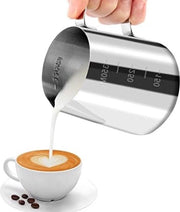 Cannettino manuale, spumatore a cassetta in acciaio inossidabile, crema di caffè, miscelatore di latte, tazza con scala di misura, cannettino, ideale per il barista, cappuccino, espresso latte, 350 ml