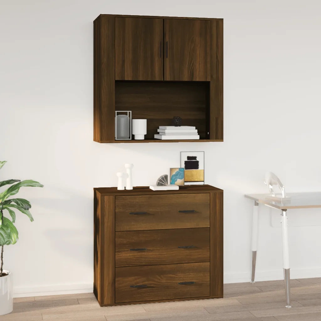 Armadietto a Muro Rovere Marrone 80x33x80 cm Legno Multistrato cod mxl 26670
