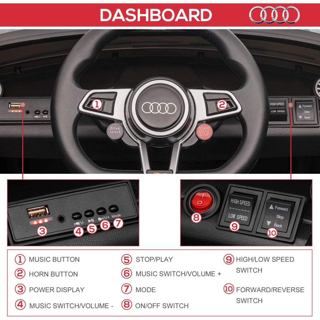 Macchina Elettrica per Bambini 12V con Licenza Audi TT Nero