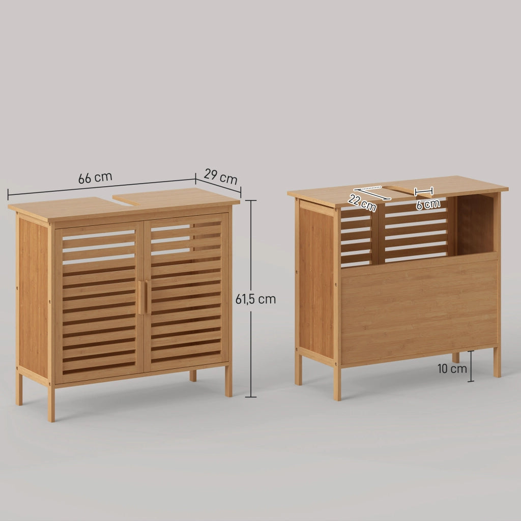 Mobiletto sottolavabo bagno 2 ante ¨C zephmum ¨C bamb¨´ 66x29x61,5 cm