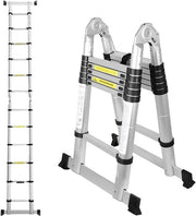 Scala Telescopica - Scala Telescopica a Volo - Altezza di Lavoro - Alluminio - Adatto per Uso Privato e Professionale - Scala Telescopica a Volo - Massima Carico 150 kg