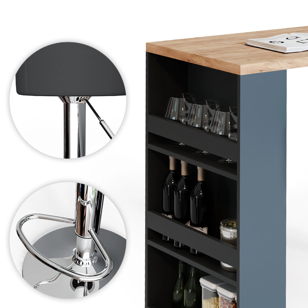 Vicco Tavolo bar con sgabelli Rovere 57 x 117 cm con 2 sgabelli da bar