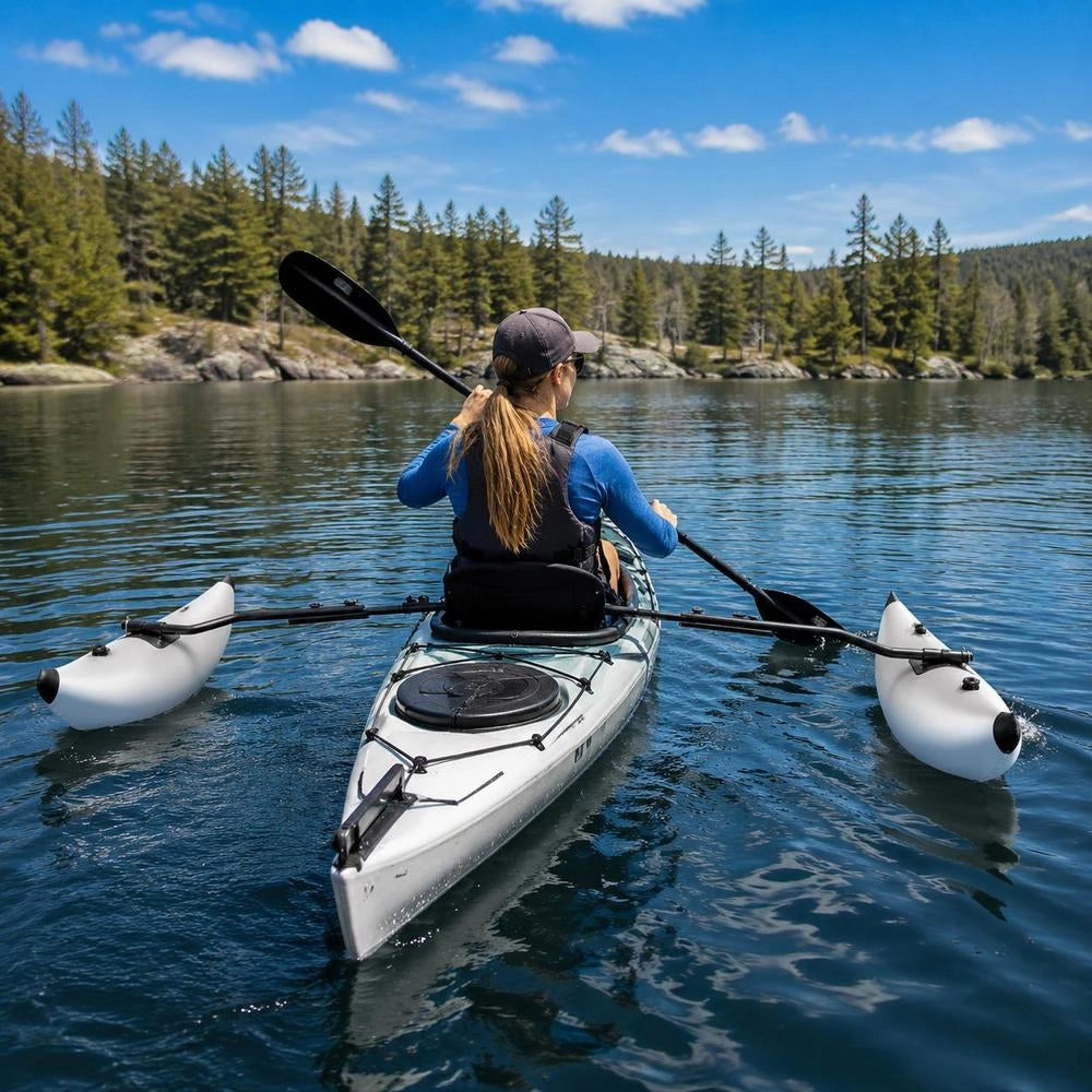Kayak Outrigger Stabilizer 2.1 - 2.4 M Adjustable Length Paddle Boat, 36 Cm Wide Float Stabilizer Set, 2 Pieces Whitewater Kayak, PVC Float Balancing Accessory For Inflatable Canoes