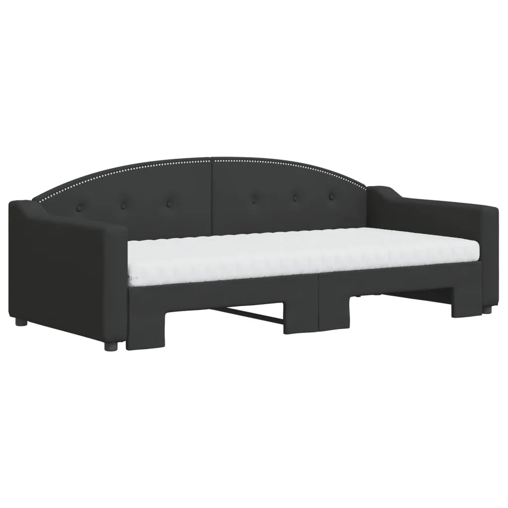 vidaXL Divano Letto Estraibile con Materassi Nero 90x190 cm in Tessuto