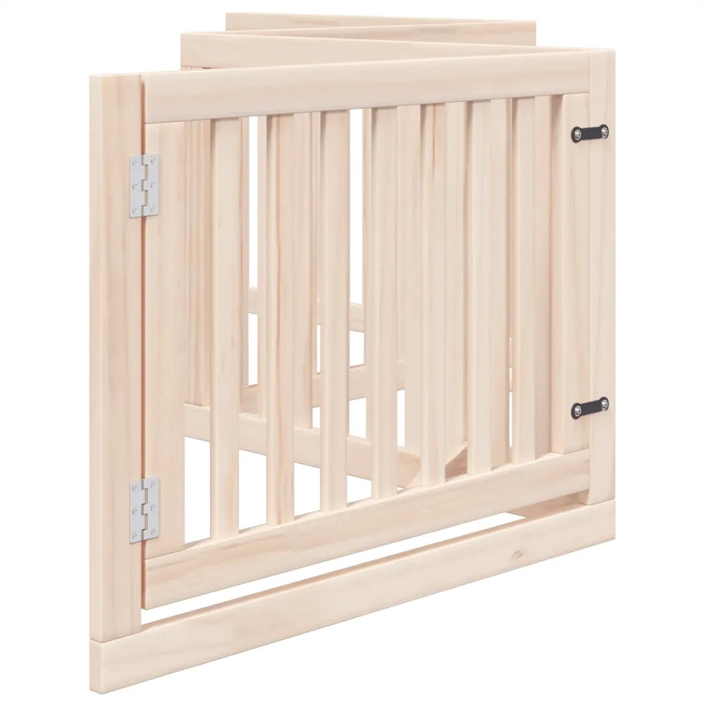 Cancelletto per cani con porta pieghevole 4 pannelli 320 cm in legno di pioppo 352241