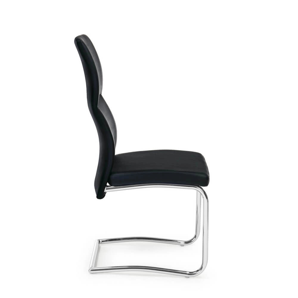 Set di 4 Sedie Imbottite in Similpelle con Gambe Cromate - ASHER