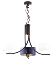 Lampadario nero a catena paralumi blu 3xE27 Arthur Jupiter