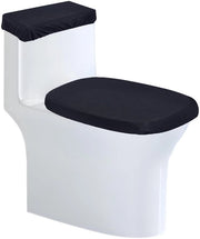 Set di copertura di wc - Nero - Copertura di cassetto di wc lavabile - Poliestere - Arredamento bagno - Materiale super soffice