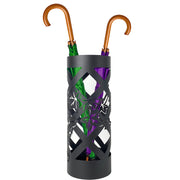 Portaombrelli da Ingresso Design Floreale 19,5x19,5x49 cm in Ferro Nero