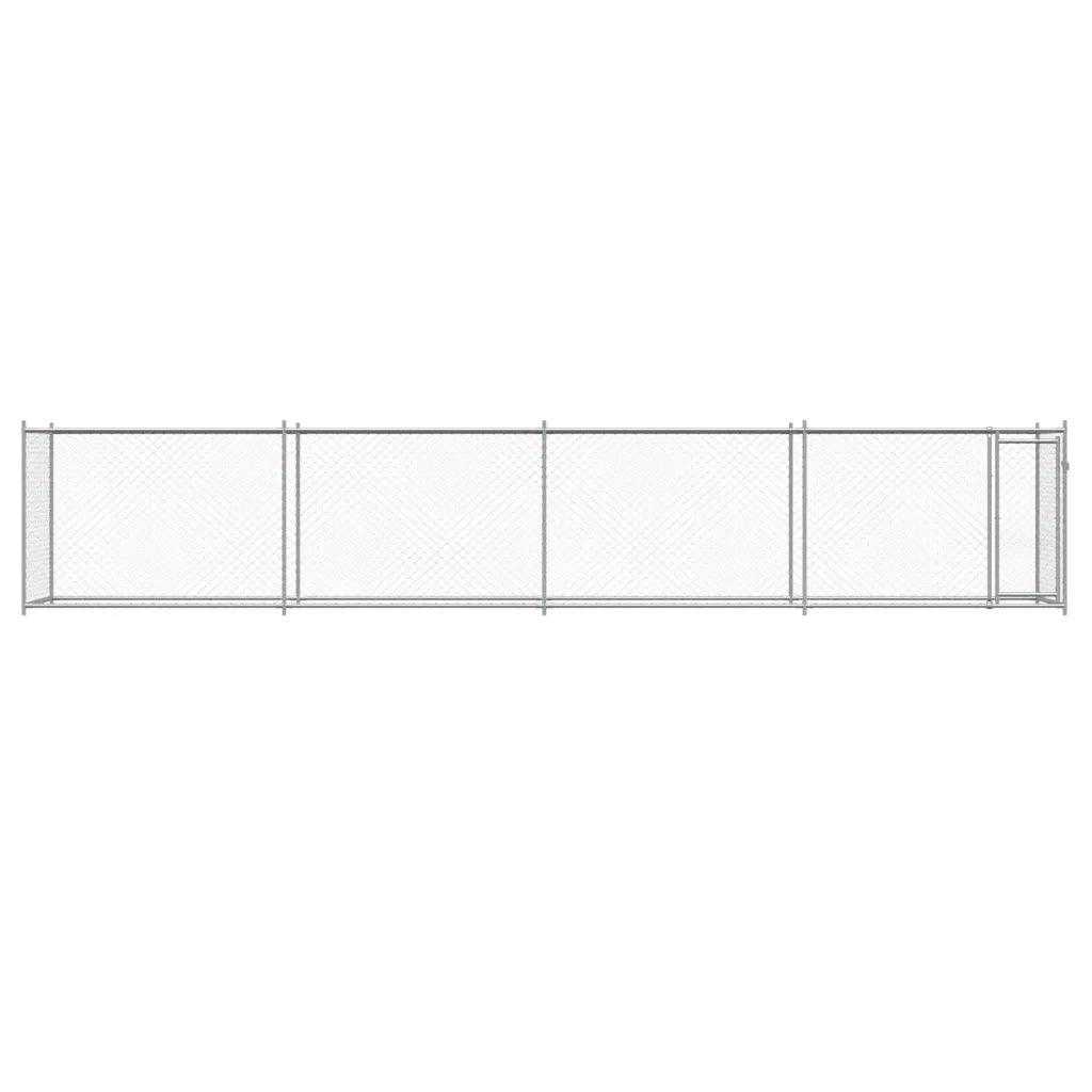 Gabbia per Cani con Porta Grigia 8x2x1,5 m in Acciaio Zincato 3209580