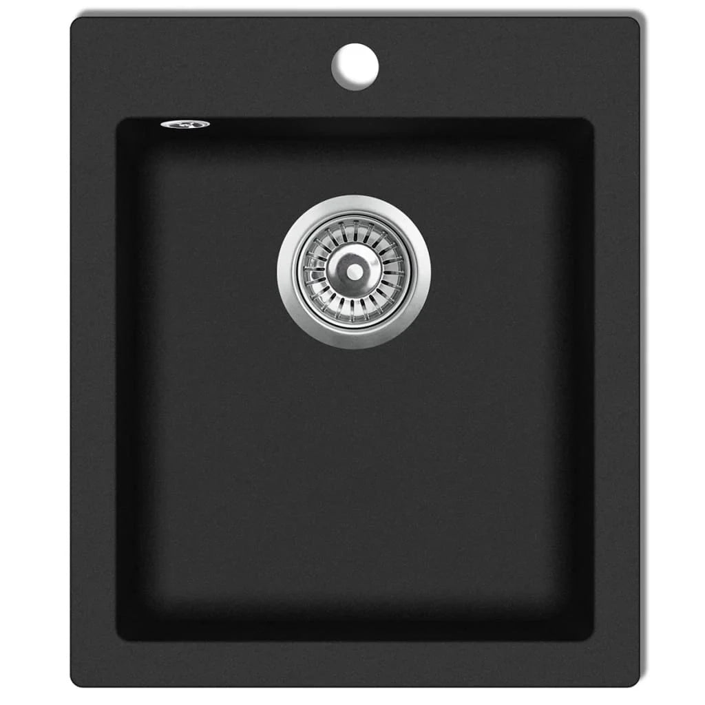 Lavello da cucina lavabo in granito 50 x 33 cm alluminio nero 02_0002307