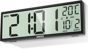 Orologio digitale 14,5 pollici, tempo, calendario, temperatura, funzione orario legale estivo, alimentato da batterie, per camera da letto, soggiorno, classe, ufficio (nero)
