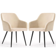 Set di 2 Sedie in velluto liscio ESTELLE Beige gambe nere