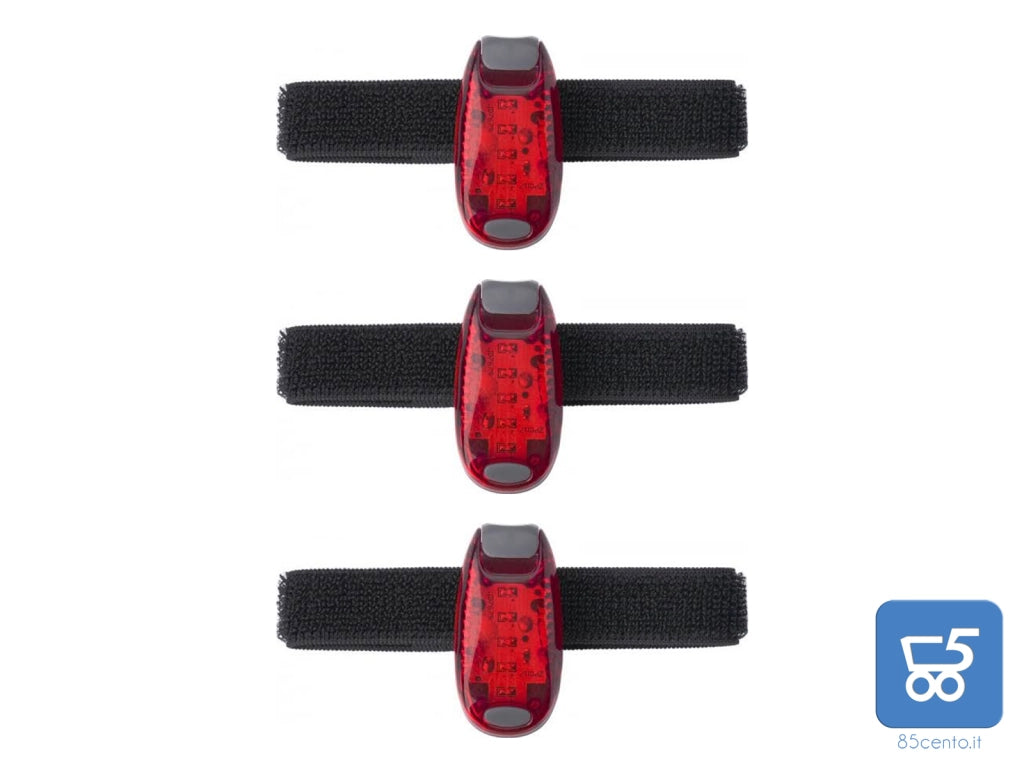 LED Rosso Luce di Sicurezza Notturna a Clip Impermeabile Lampeggiante per Corsa e Bici Kit da 3 Pezzi