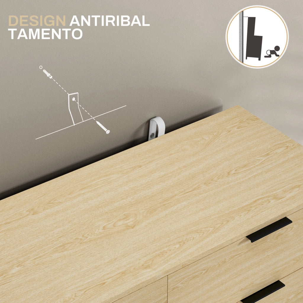 Cassettiera 6 Cassetti in Legno Rovere ¨C Zephmum ¨C 110x40x75 cm