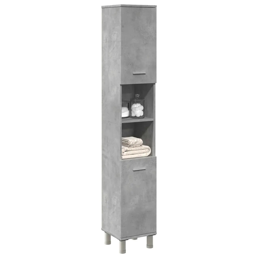 Mobile da Bagno | Armadio da bagno Grigio Cemento 30x30x179 cm Legno Multistrato