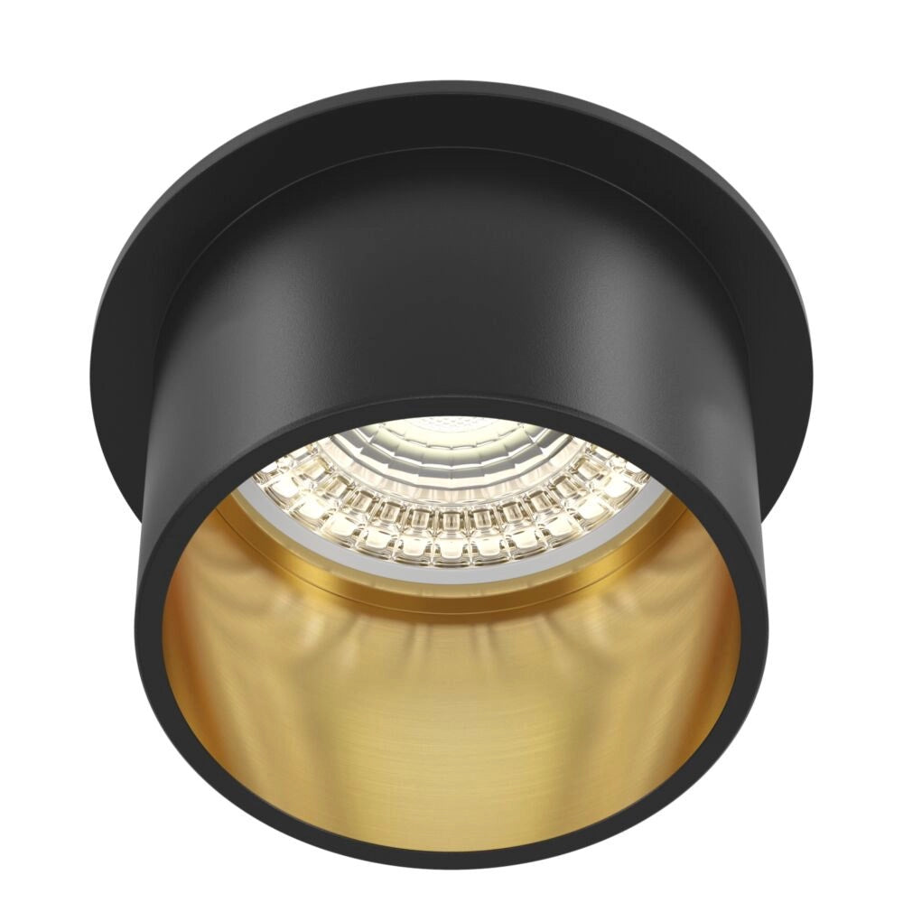 Faretto Da Incasso Moderno Reif Alluminio Nero 1 Luce Diffusore Vetro Oro