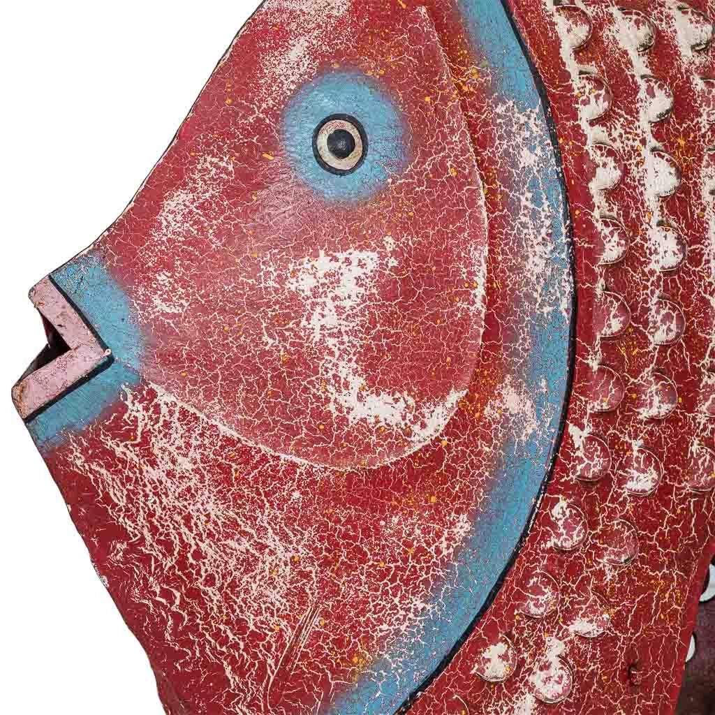 Portacandele pesce in ferro multicolore 110x13x80 cm