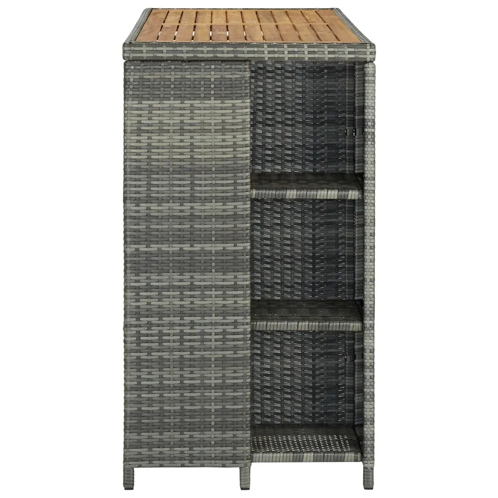 Tavolo da Bar con Ripiani Grigio 120x60x110 cm in Polyrattan cod mxl 18378