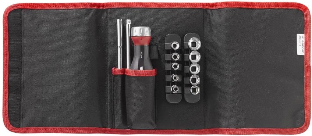 Composizione di cacciaviti 3 in 1 protwist multilame a doppio cricchetto con composizione di prese da 1/4" manico ergonomico bi-materiale, cricchetto 45 denti di alta qualità, 12 pezzi