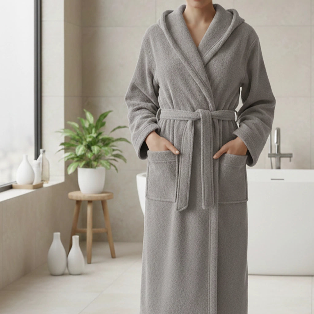 Satofa, Accappatoio 100% Cotone con Cappuccio, Grigio