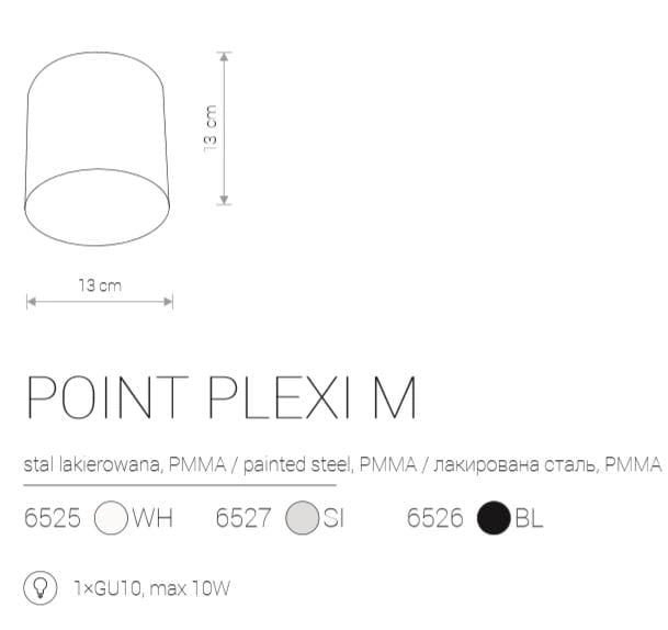 Nowodvorski Point Plexi faretto soffitto bianco metallo GU10