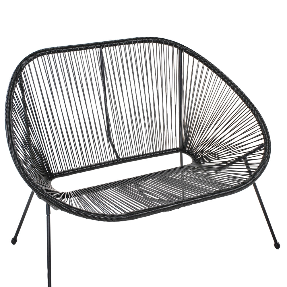 Panca giardino acciaio Rattan nero 114 cm rotonda Soggiorno moderno spaghetti da esterno