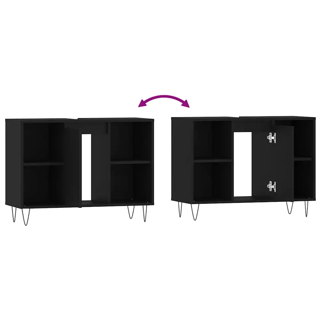 Mobile da Bagno | Armadio da bagno Nero 80x33x60 cm in Legno Multistrato