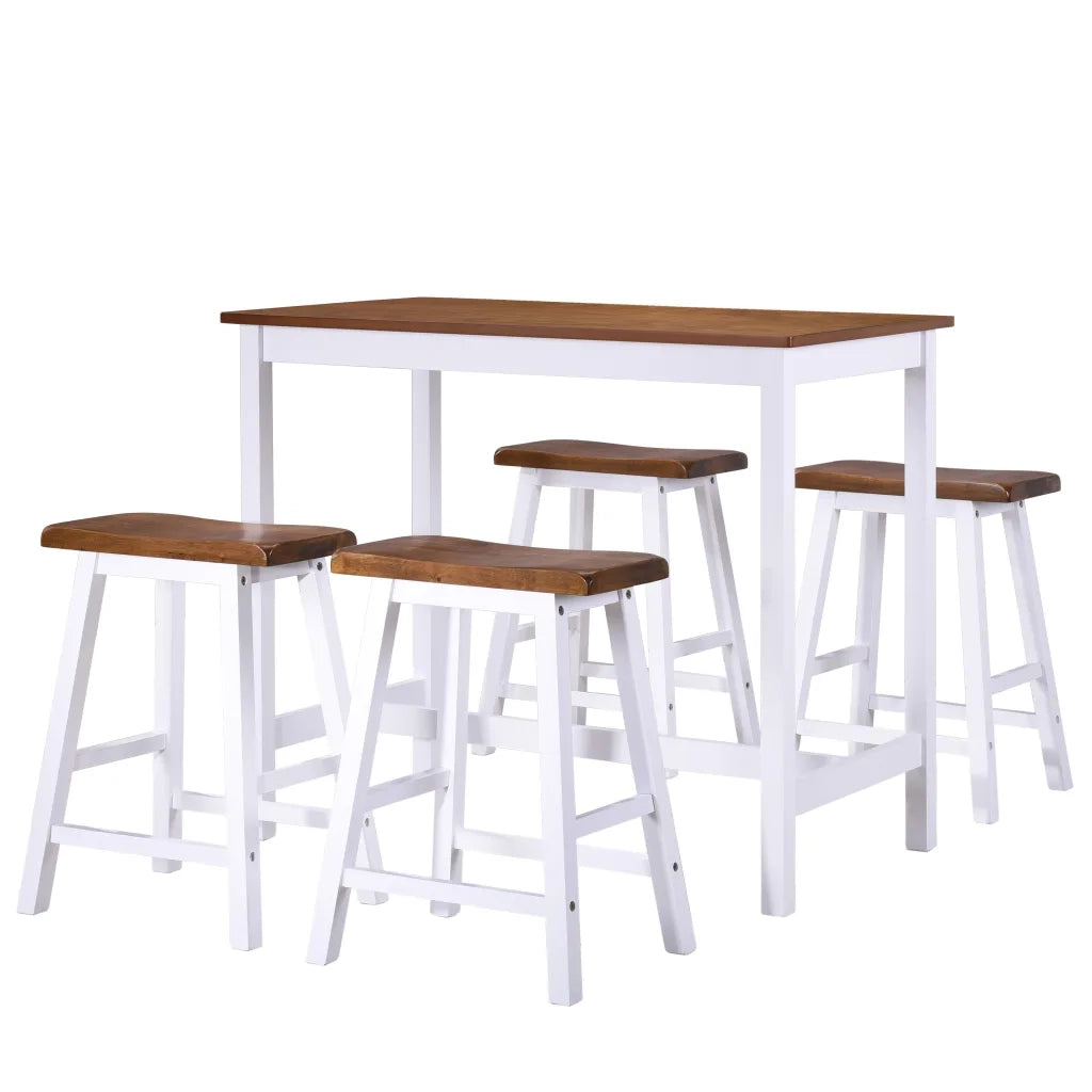 Set Tavolo da Bar e Sgabelli 5 pz in Legno Massello 275232