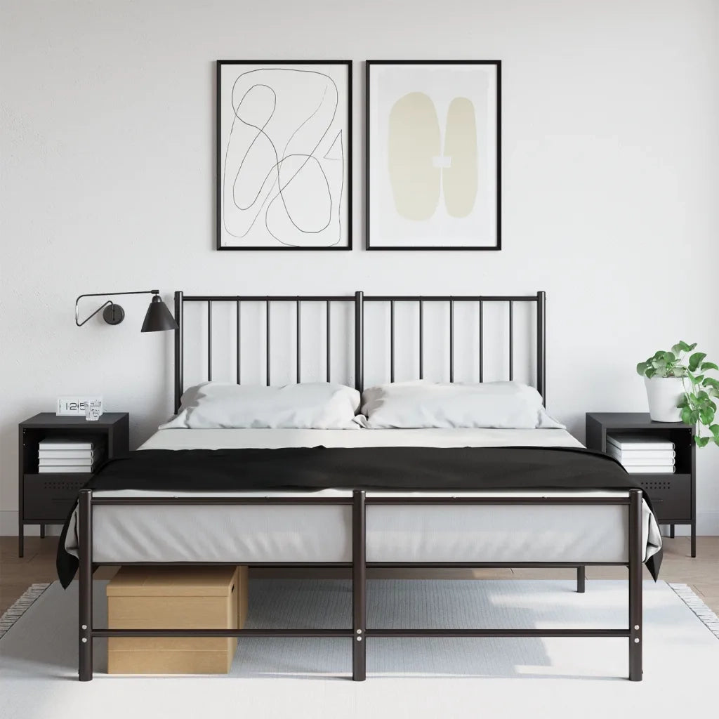 Set di 2 Comodini | Armadio da Notte | Mobiletto da notte Nero 36x39x50,5 cm in Acciaio