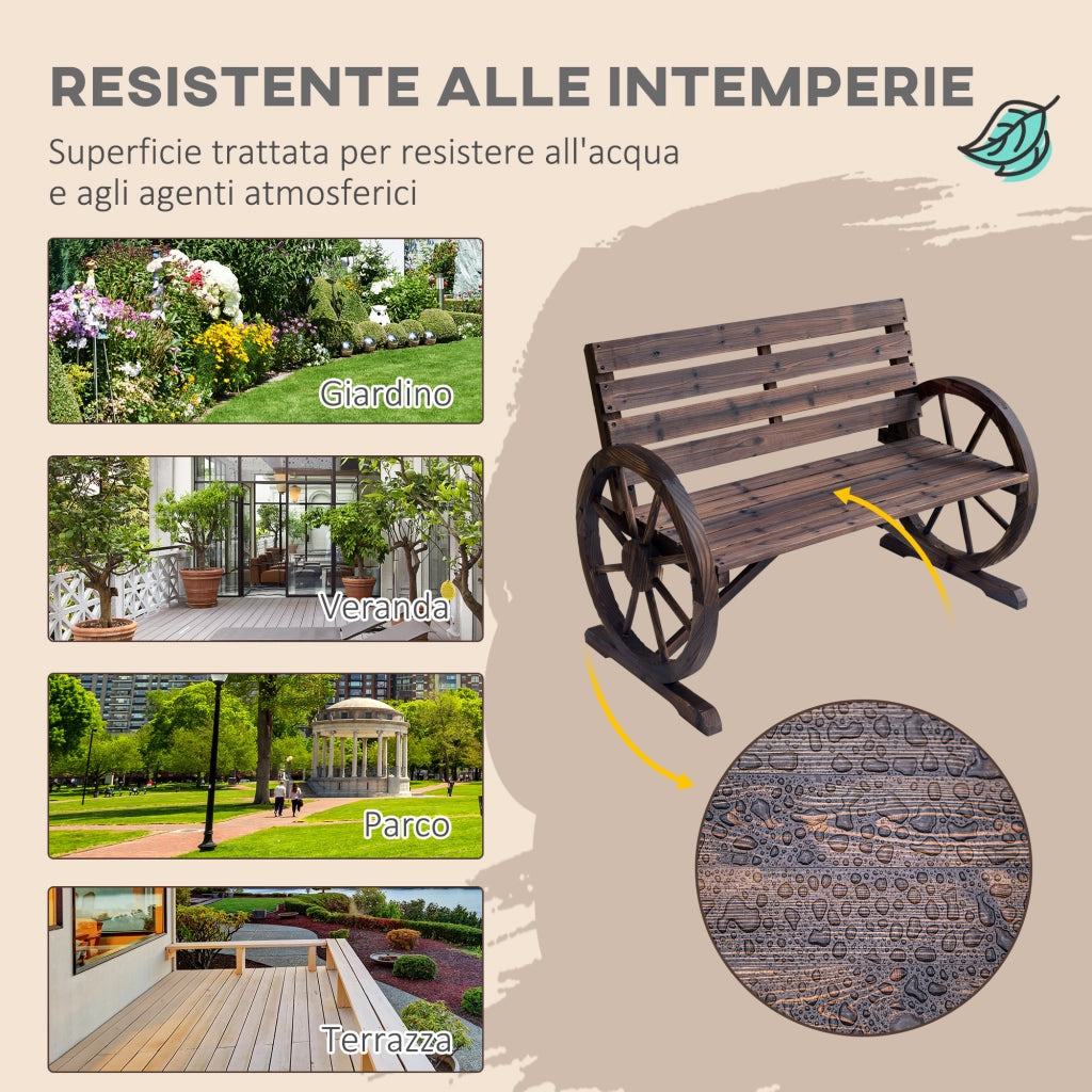 Panchina da Giardino 2 Posti con Braccioli ¨C Zephmum ¨C Legno di Abete Marrone 105.5x59x75 cm
