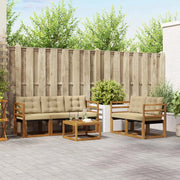 Set di divani da esterno con cuscino 6 pcs Naturale e Beige 3368392