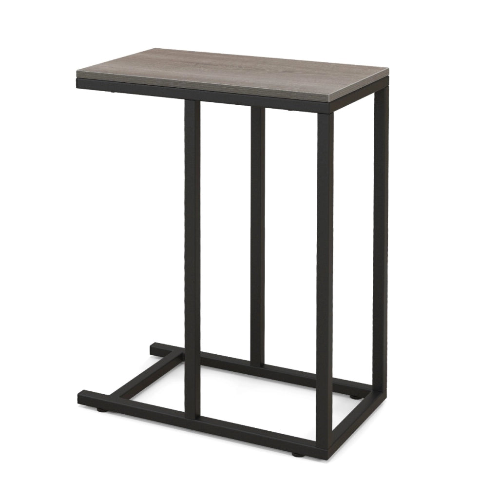 Tavolino a forma di C per divano e letto-Tavolino da soggiorno altezza 64cm con struttura in metallo Grigio