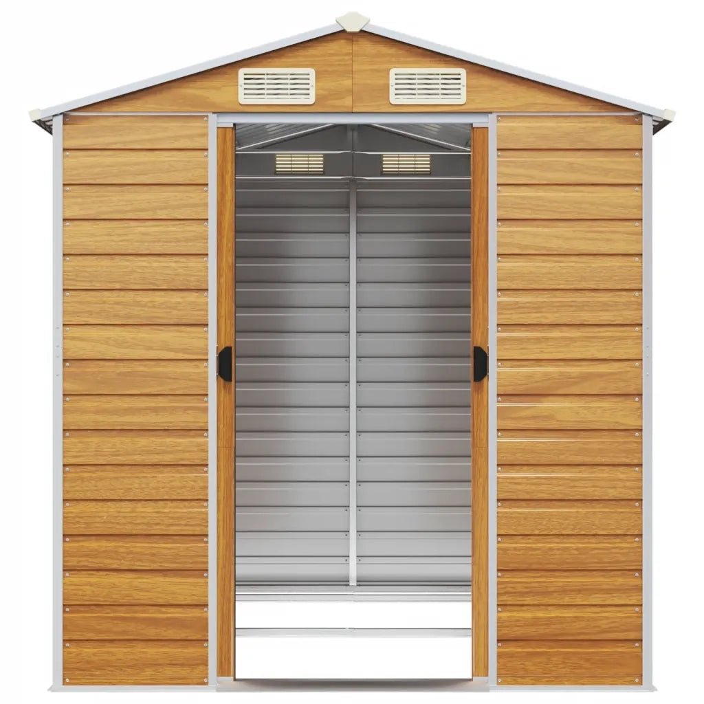 Casetta da giardino marrone chiaro 191x215x198 cm in acciaio zincato 3188276