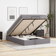 Struttura Letto Pouf con Materasso Grigio 140x190 cm Similpelle 3311039